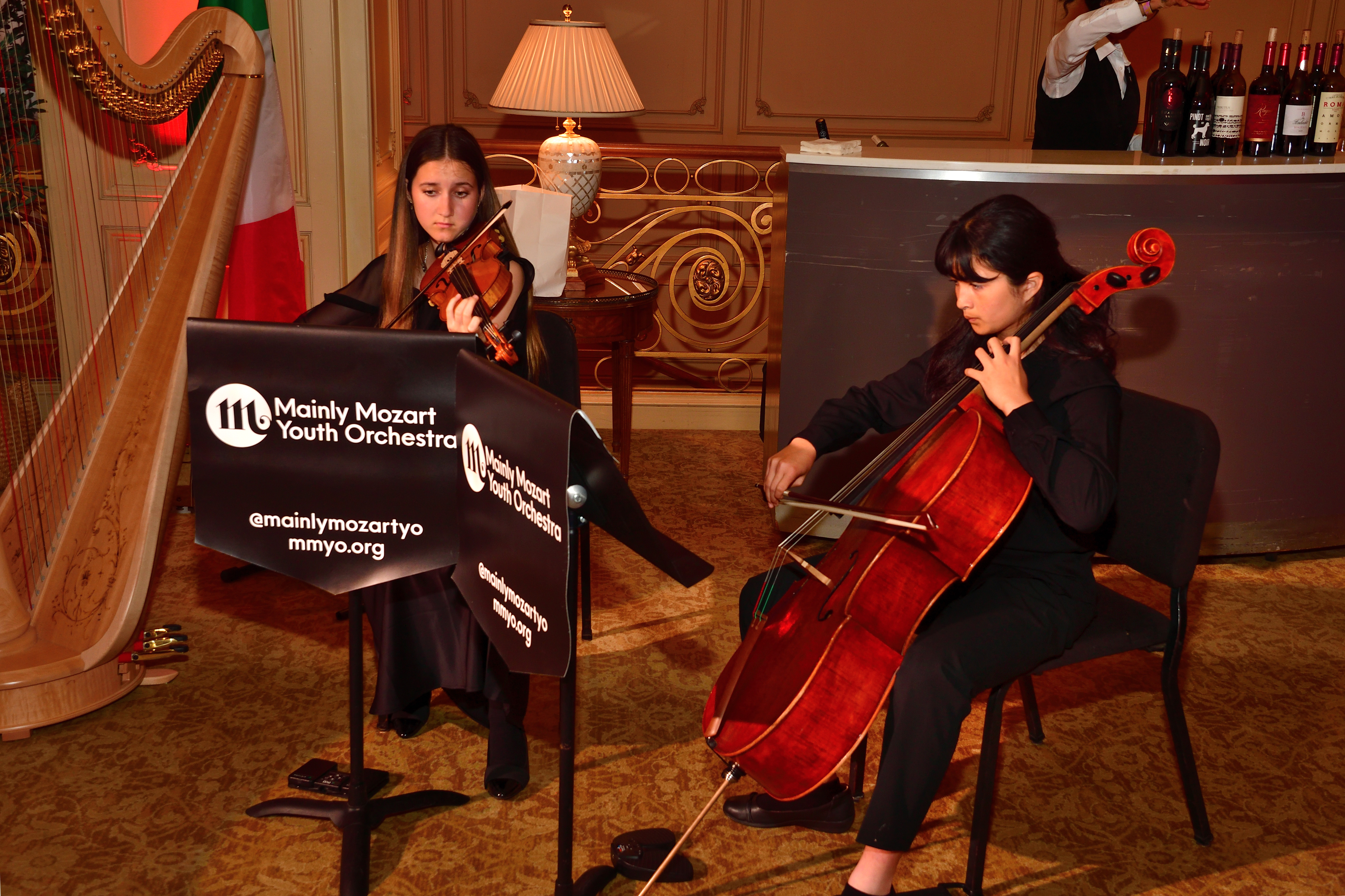Mainly Mozart Youth Orchestra violinist Maya Brisard and cellist Natalie...