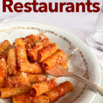 Pinterest image: photo of a pasta plate with caption reading "Where to Eat in Rome - Rome Restaurants"