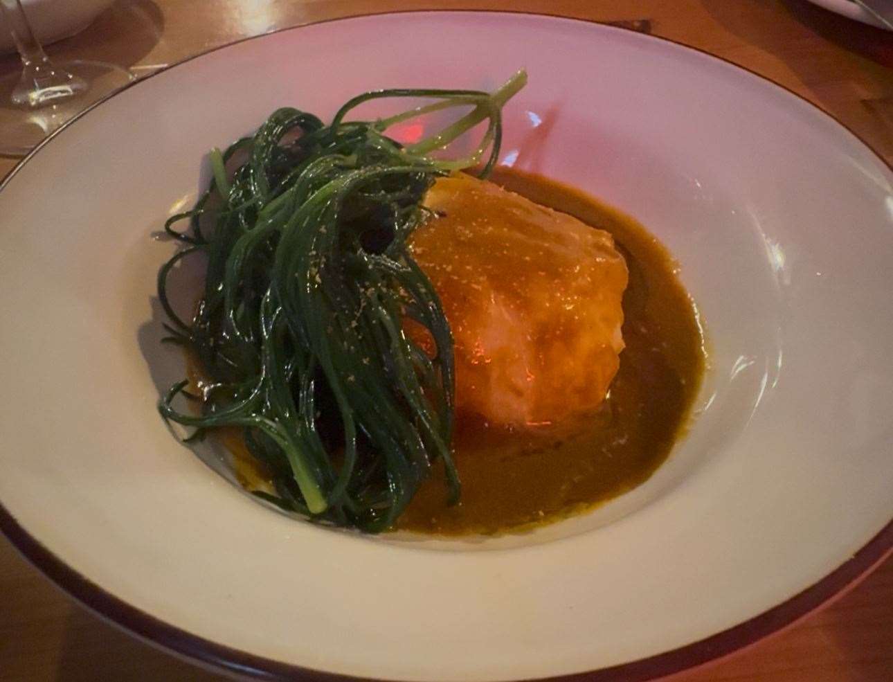 The cod, agretti, saffron and crab sauce was a great dish