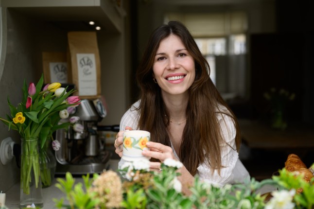 London, UK, 2nd April, 2026: Celebrated cook and former contestant of the Great British Bakeoff, Manon Legreve pictured in her home kitchen in London today.