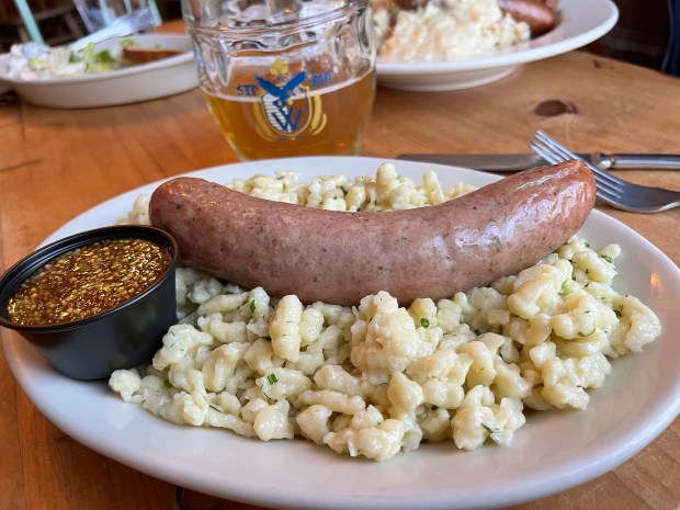 Little dumplings with a sausage on top