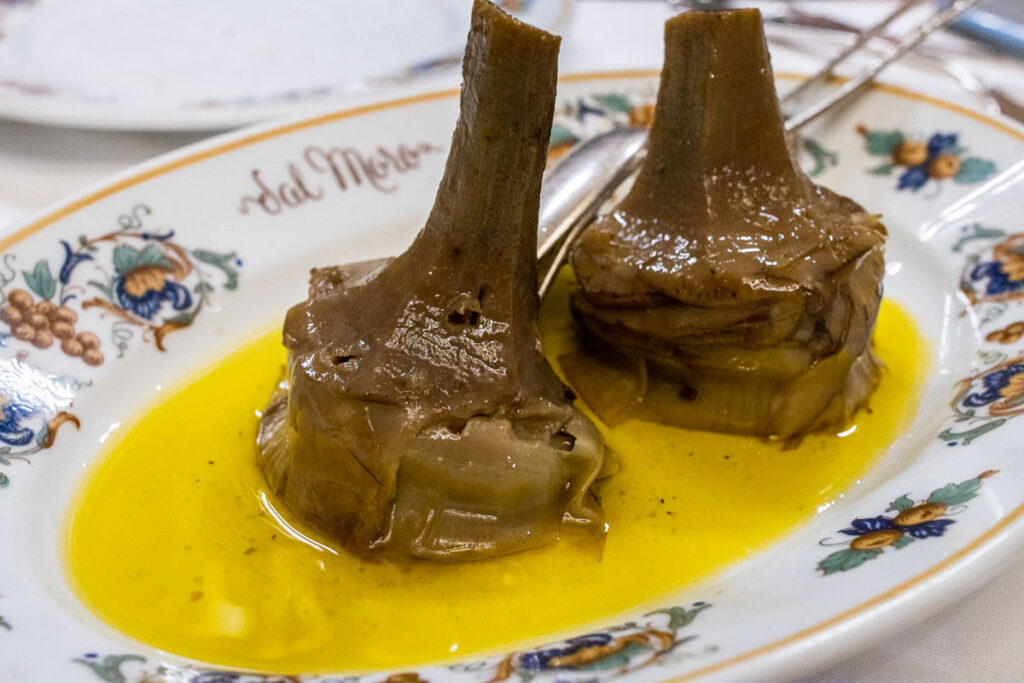 Stewed Artichokes at Al Moro in Rome