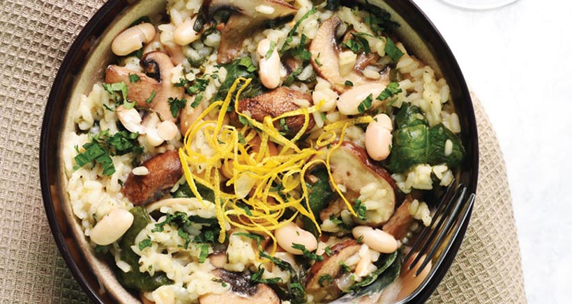 Vegan Cannellini Bean, Mushroom & Lemon Risotto - vegan Italian recipes