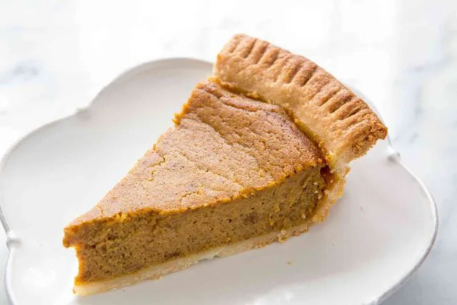 Elise Bauer Trader Joe's pie crust baked into a pumpkin pie