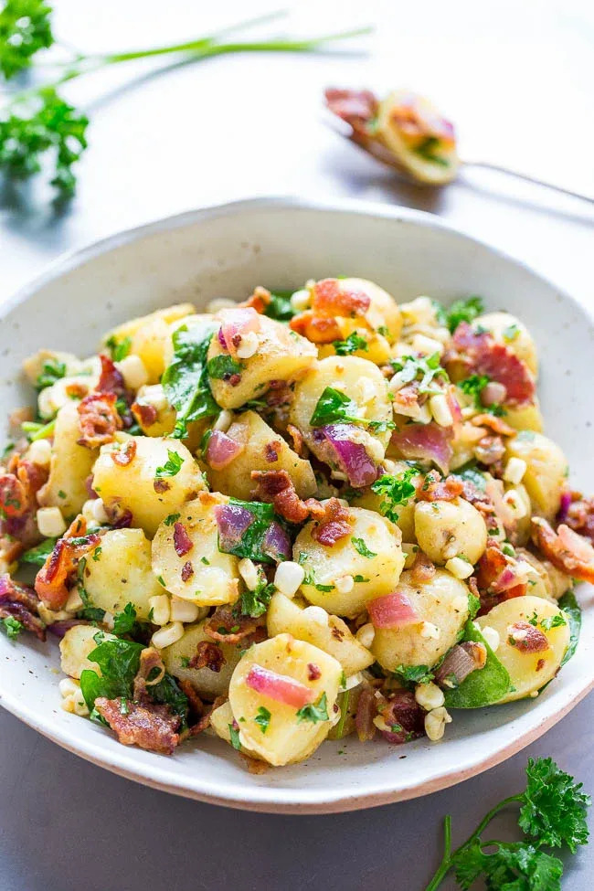 Potato Salad with Bacon - Photo Credit: Averie Cooks.