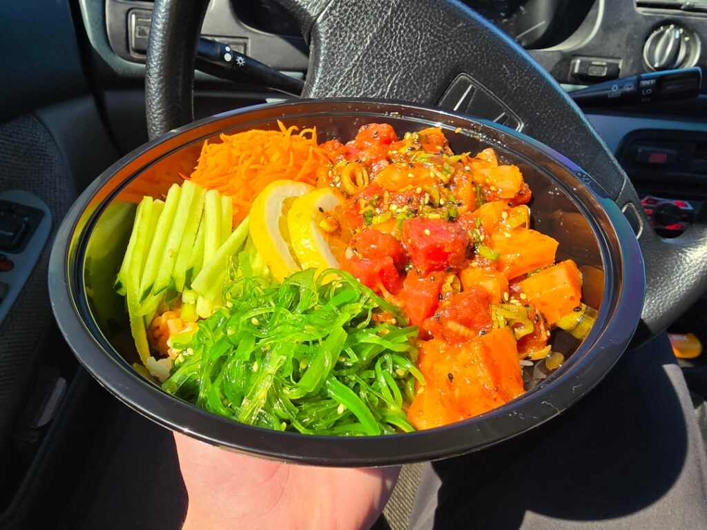 Poke Bowl + Dragon Roll. Bountiful, UT