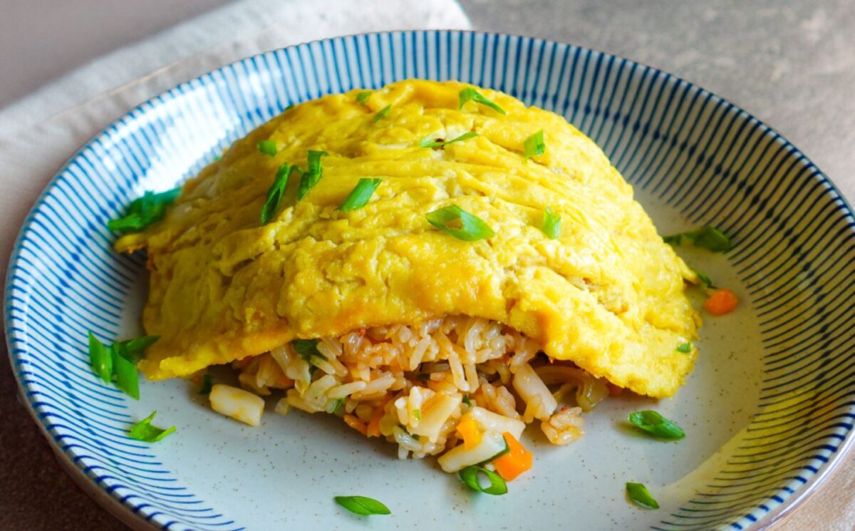 chickpea flour omelet with kala namak, nutritional yeast, and silken tofu