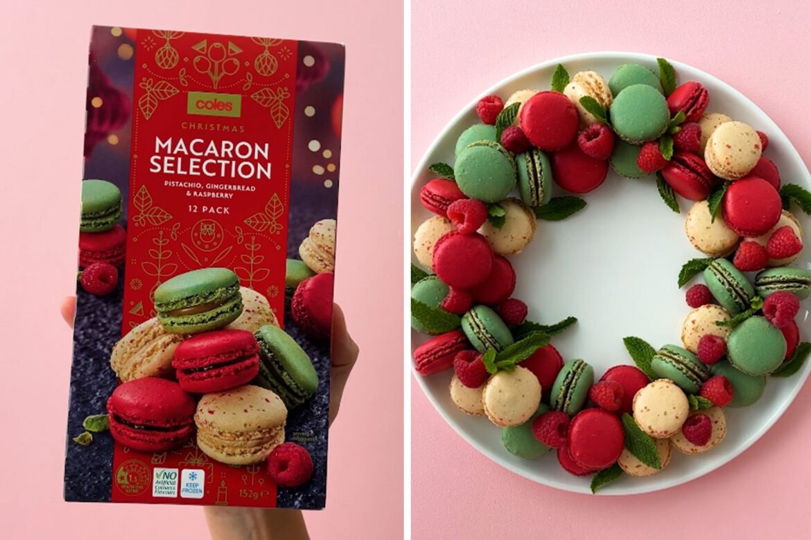 Coles Christmas macaron wreath
