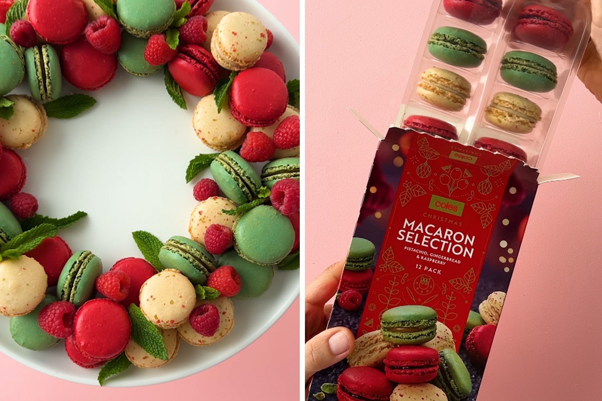 Coles Christmas macaron wreath