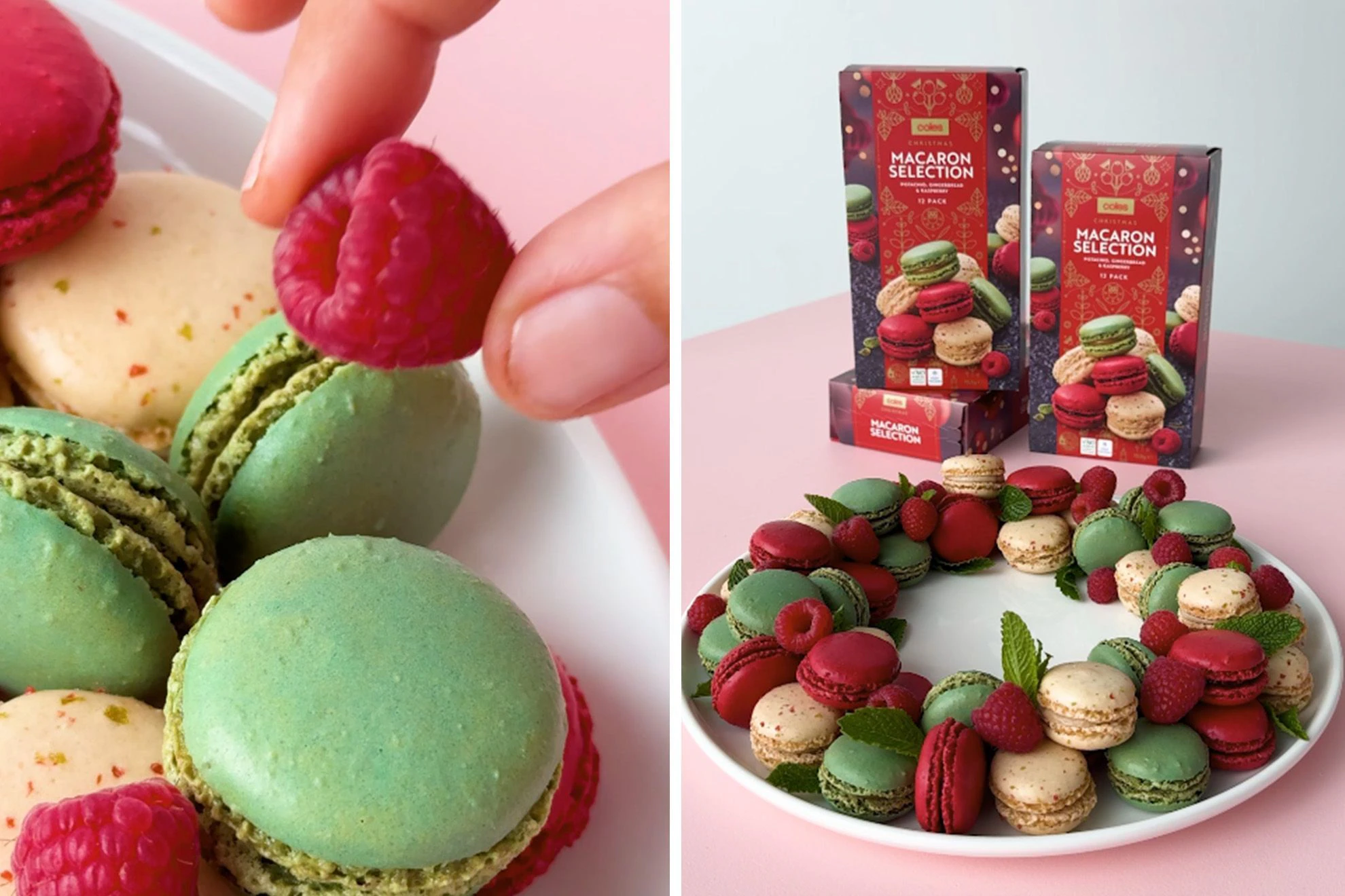 Coles Christmas macaron wreath