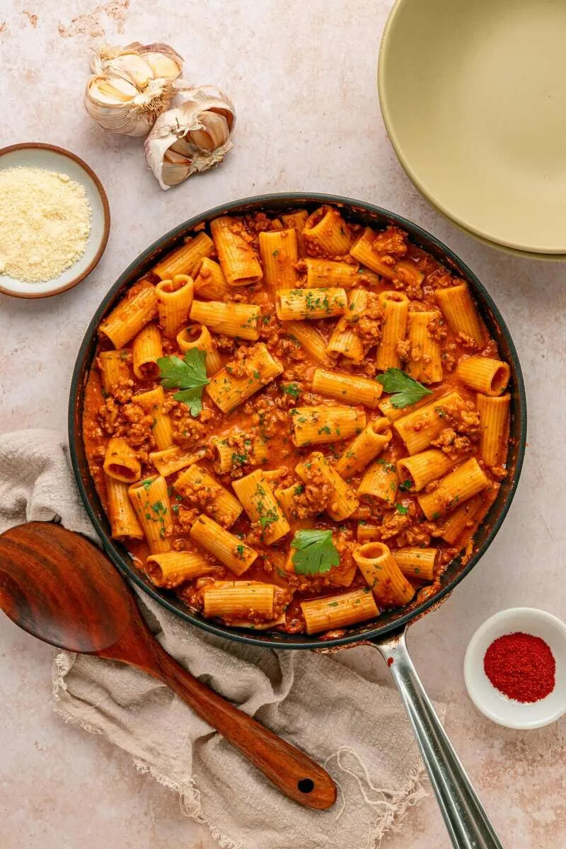 Creamy Chorizo Pasta - Photo Credit: Seasonal Cravings.