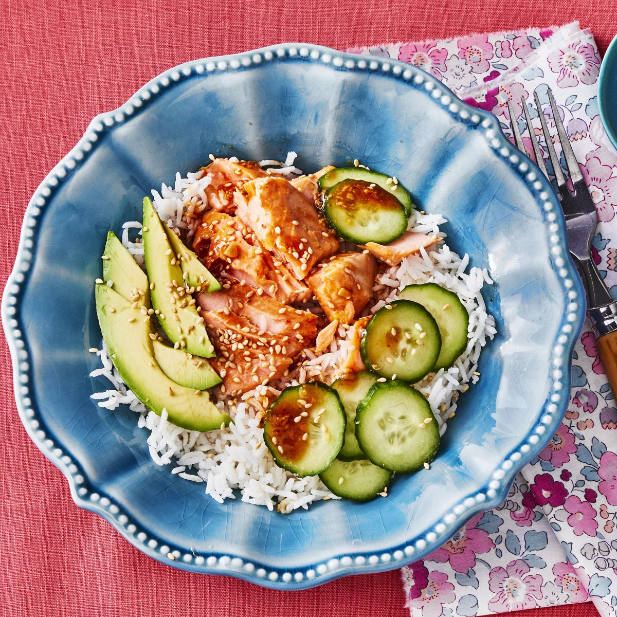 cucumber recipes salmon rice bowl