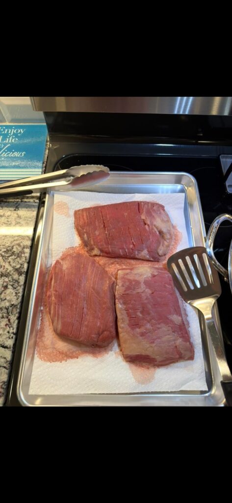 Flank steak 125 for 1.5hrs, ice bath, salt & pepper then seared 1 min per side 2x Flank steak 125 for 1.5hrs, ice bath, salt & pepper then seared 1 min per side 2x