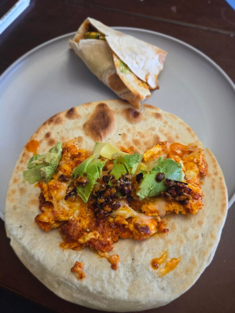 Chorizo, egg 🍳 and avocado 🥑 breakfast tacos