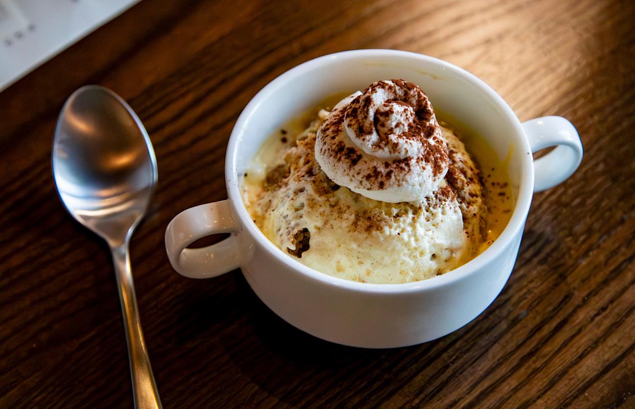 Tiramisu is served at Gemelli during a preview event at the restaurant in Asheville’s Biltmore Village on April 13, 2026, ahead of its grand opening.