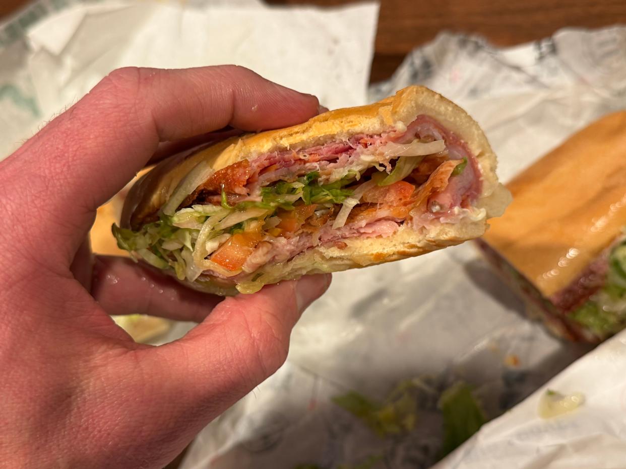 Half of Jimmy Johns Italian sandwich