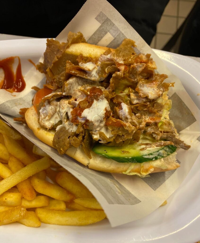 Reindeer’s sandwich and Salmon soup in Helsinki, Finland