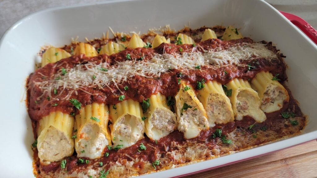 Homemade Sausage and Cheese Manicotti