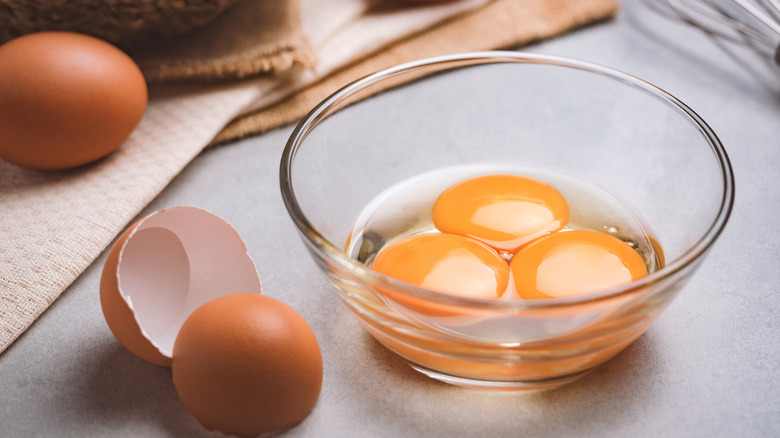 Egg yolks in bowl