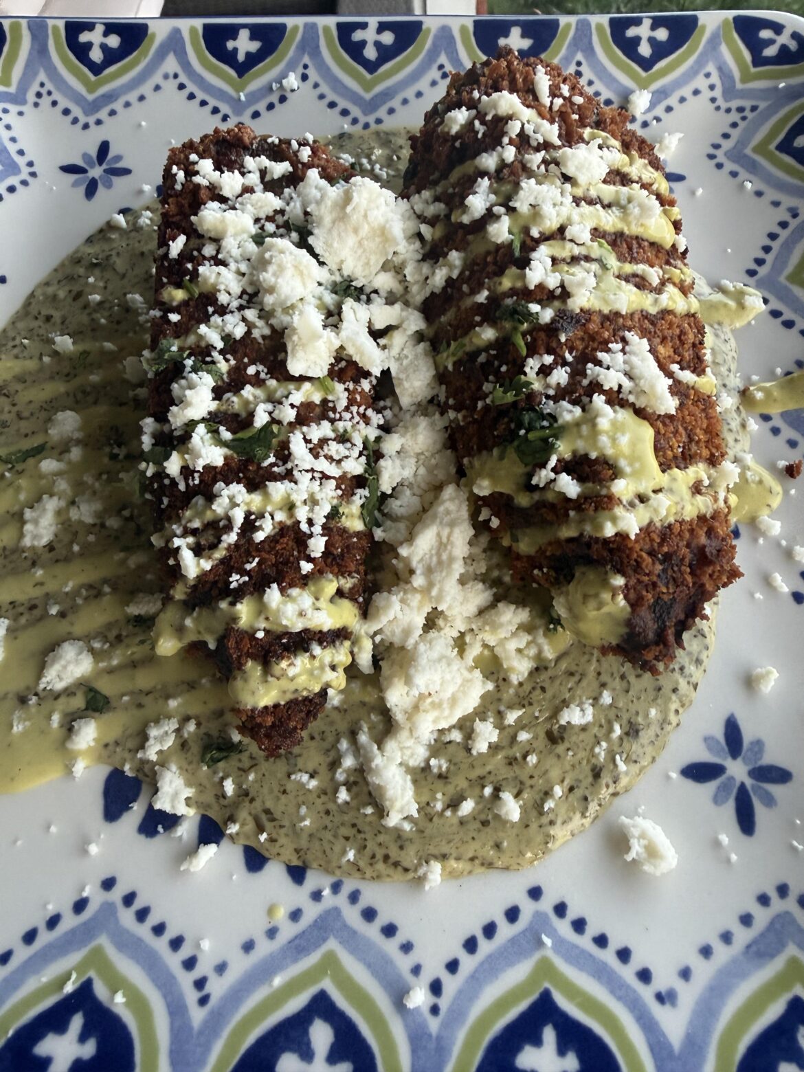 Stuffed Poblanos with salsa verde