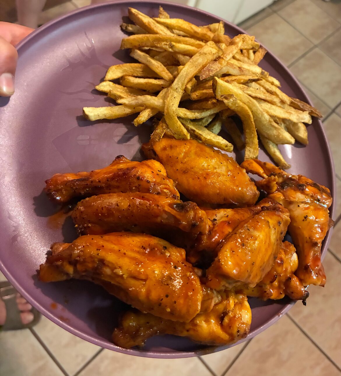 Made some wings on the kettle last night marinated in Italian dressing and home made buffalo sauce