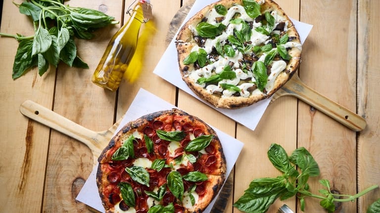 The Gracefully Shroomed, top, and Little Piggy pizzas at Josie's Pizza Bar...