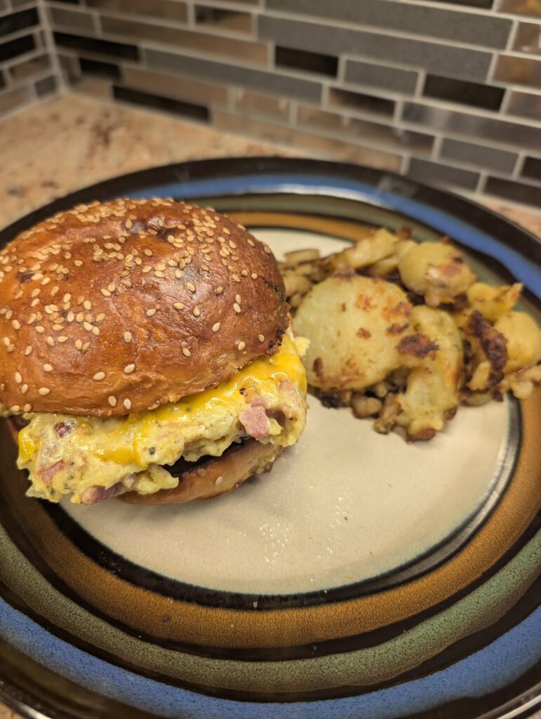 Ham and cheese egg sandwich