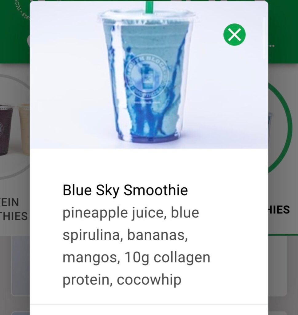 how many calories in this smoothie from south block?