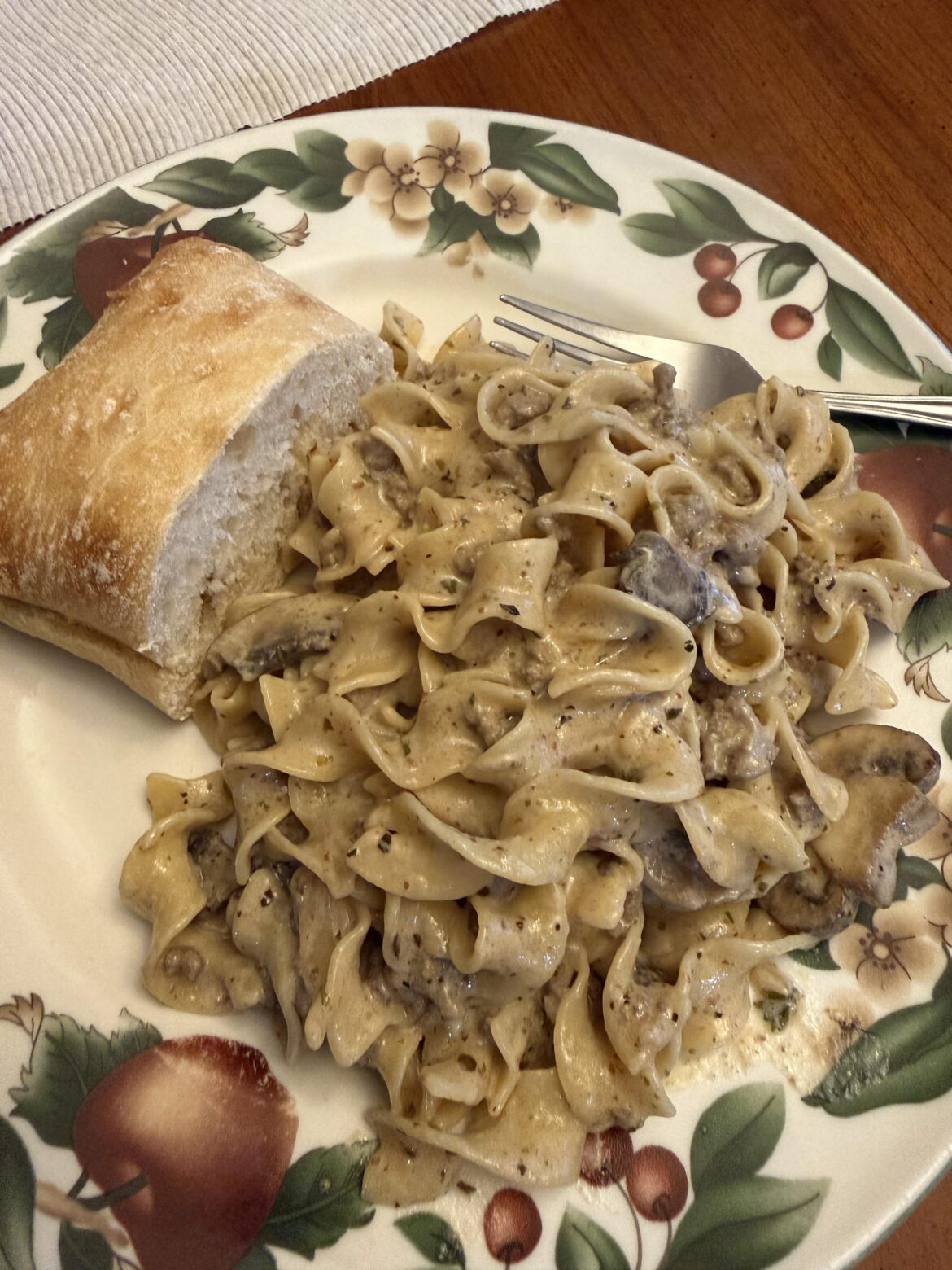 Just a home cooked beef stroganoff with mushrooms I made for dinner last night!