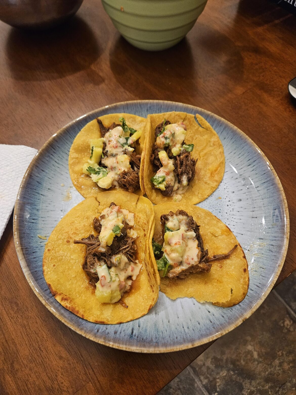 Chipotle Pineapple pot roast tacos