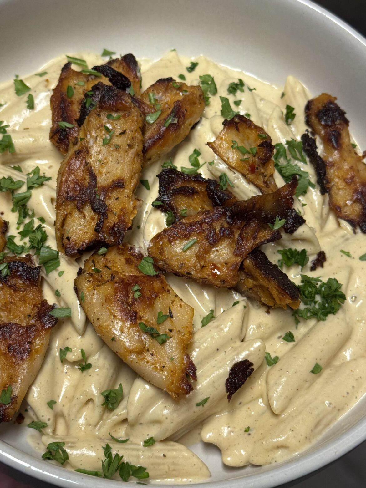 “Chicken” Penne Alfredo