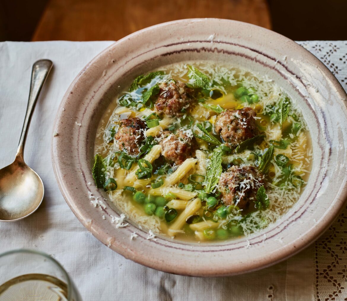The Nerve Weekend Dish: Georgina Hayden’s spring meatballs, pasta and peas