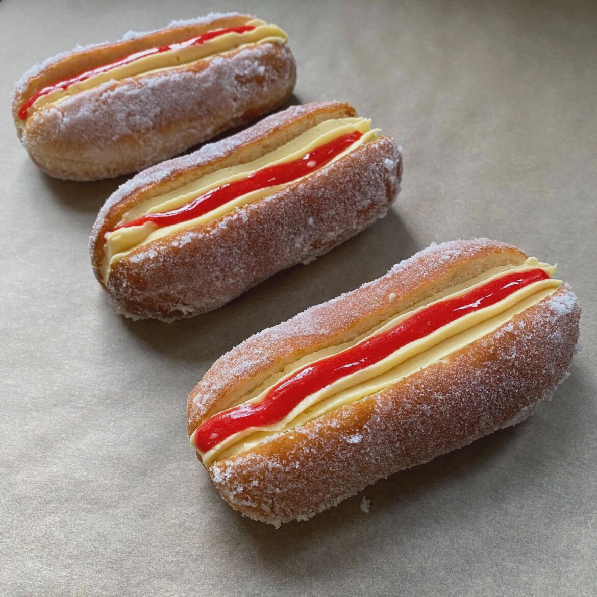 [Homemade] Jam & Custard Doughnuts