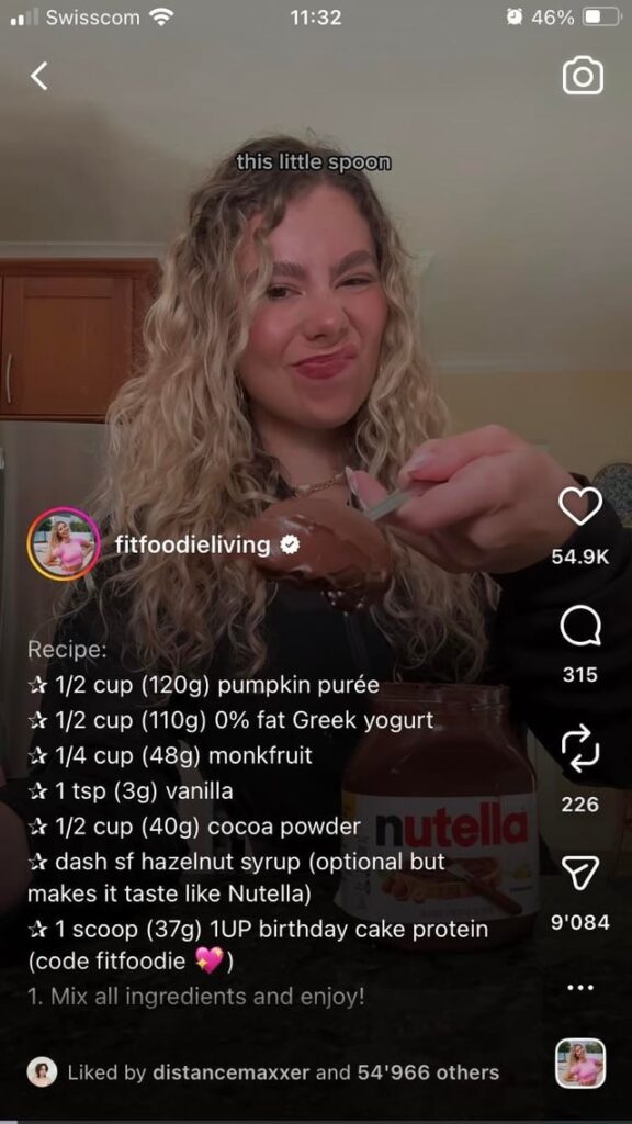 110 kcal per 100g Protein Nutella