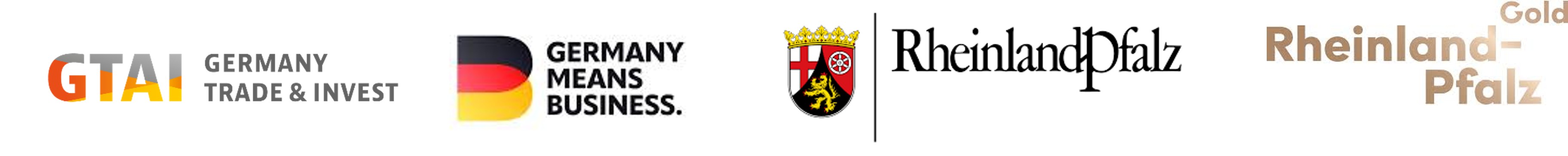 Partnerlogos GTAI + Germany Means Business + Rheinland Pfalz