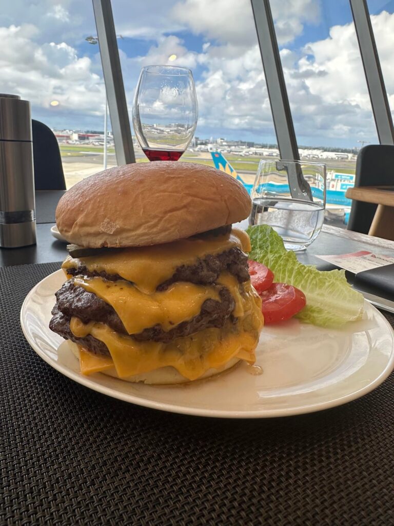 The Qantas First Class Lounge burger in Sydney, Australia