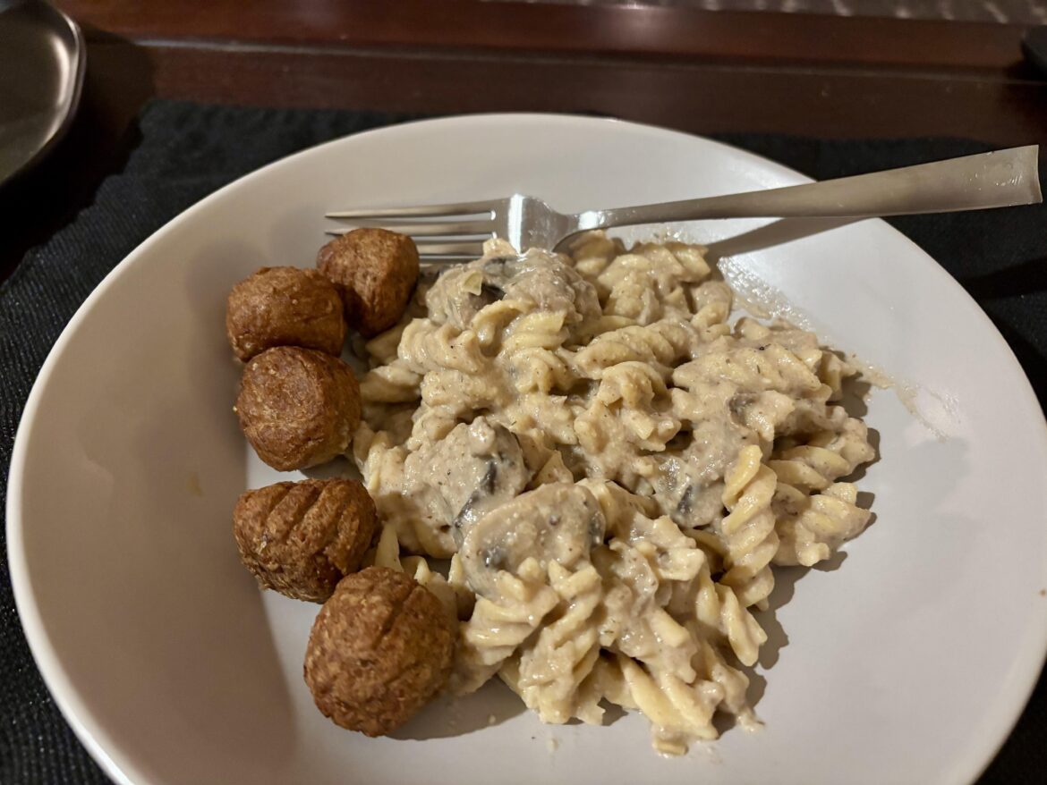 Mushroom Stroganoff with Ikea Plant Balls