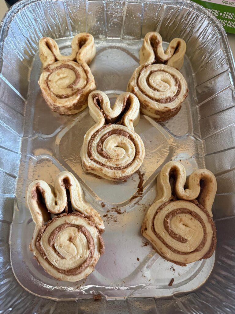 Easter bunny cinnamon rolls this morning