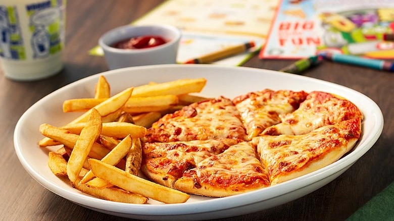 small pizza with fries