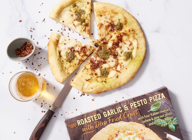 Roasted Garlic & Pesto Pizza with Deep Fried Crust
