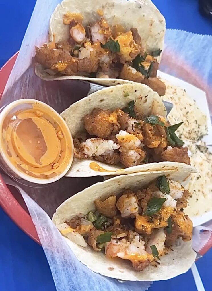 Shrimp tacos on Virginia Beach 🍤