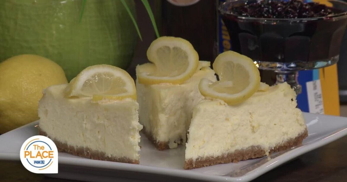 Lemon Cheesecake with Blueberry Compote Recipe by Cooking with Ruthie