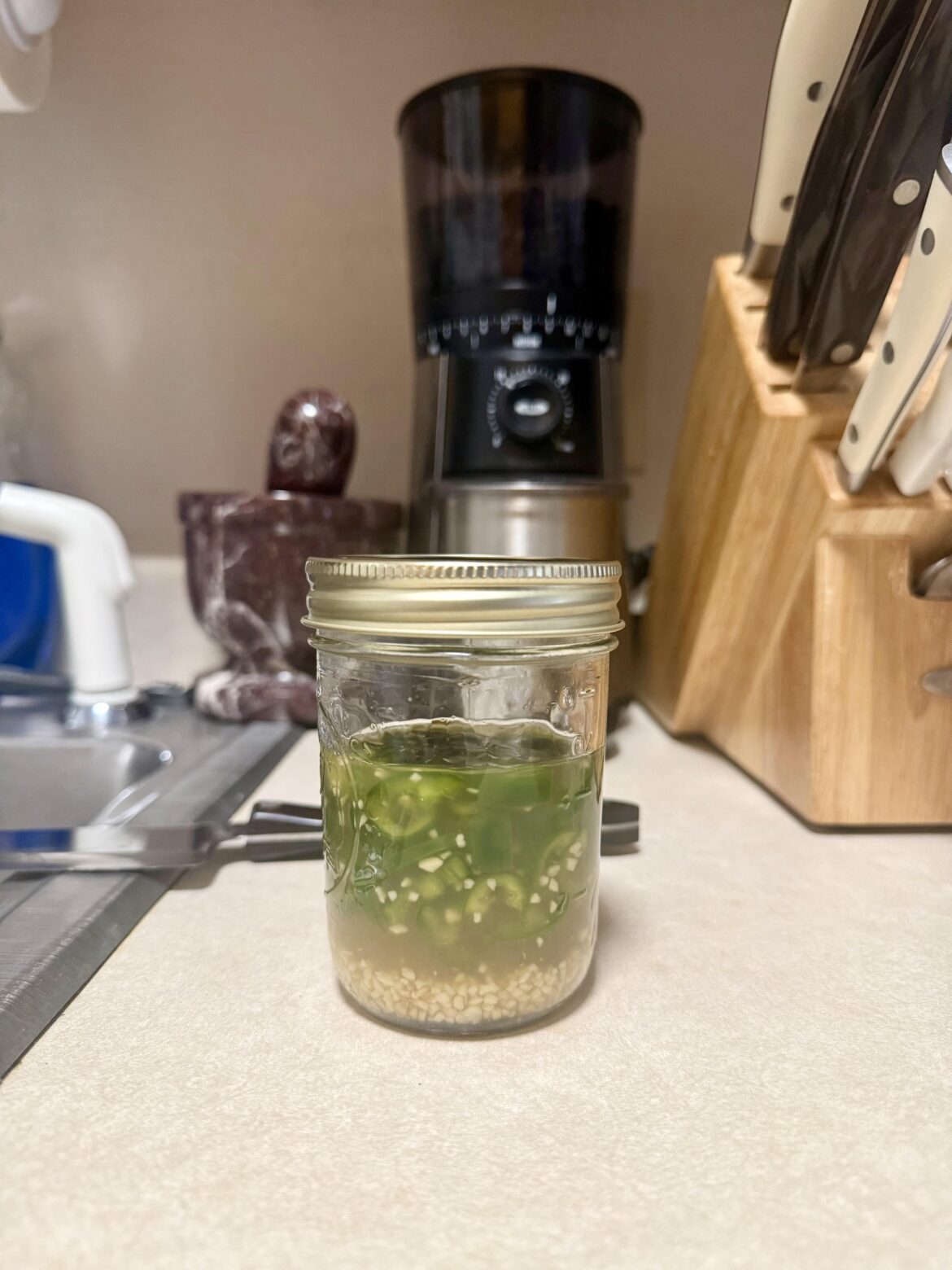 Thai Prik Nam Pla made with jalapeño and Serrano.