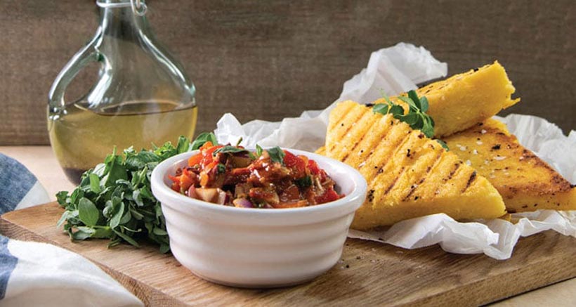 Vegan Griddled Polenta with Roasted Tomato Salsa
