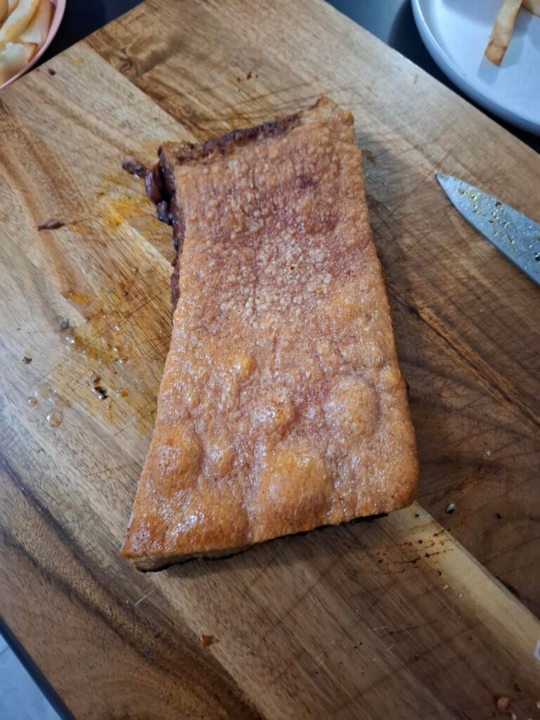 Crispy and tender pork belly