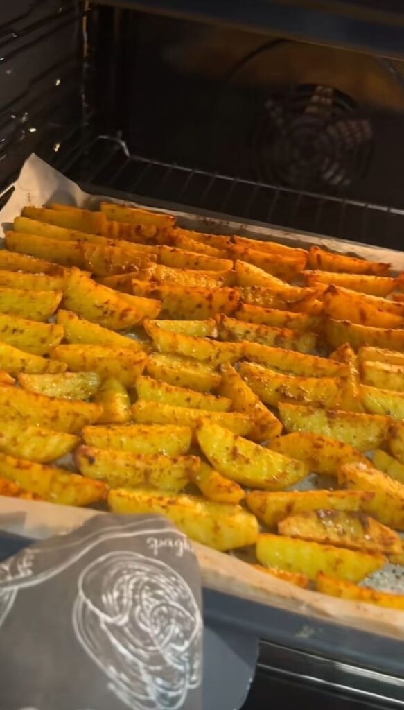 My dinner. Oven-baked potatoes