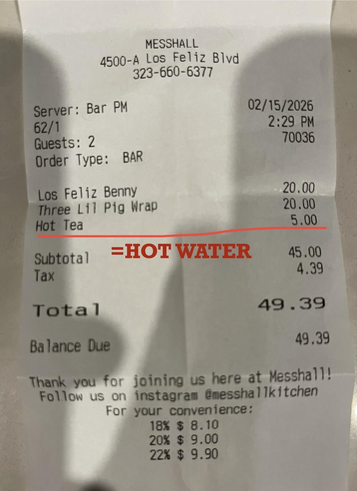 Charged $5 for a cup of hot water (Details in the comment)