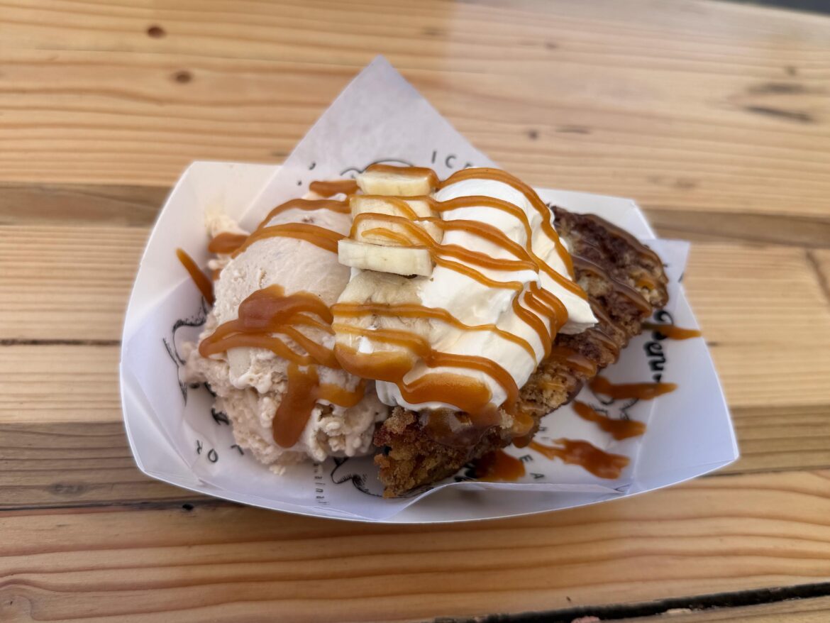 Banana bread sundae with banana ice cream at Penny’s Ice Cream Parlor, Maui