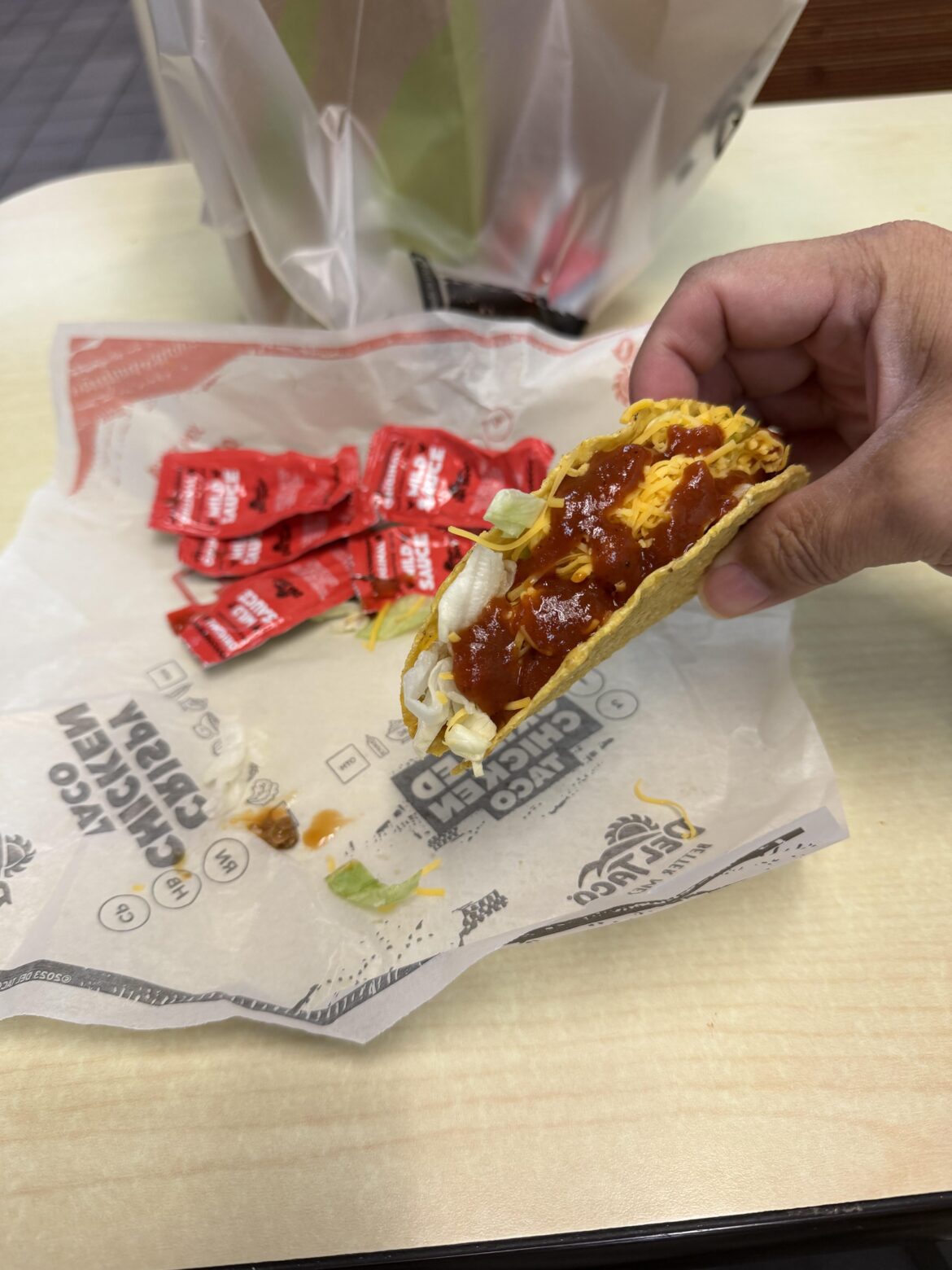 If you use 5 packets of sauce on a small value taco, we can be friends.