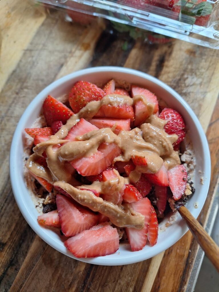 Greek yogurt bowl with a crisp dr pepper zero